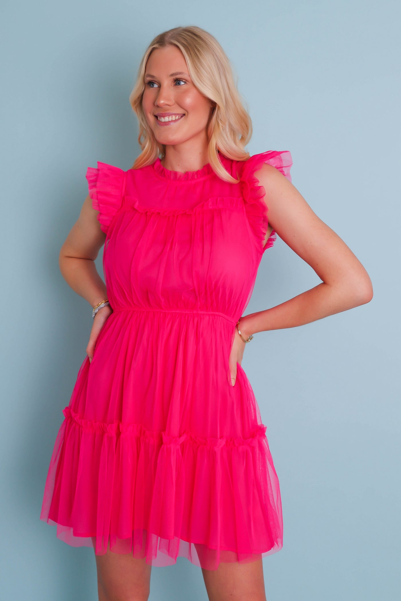 Fun Tulle Dress- Hot Pink Tulle Dress- Preppy Women's Dresses- &Merci Dress