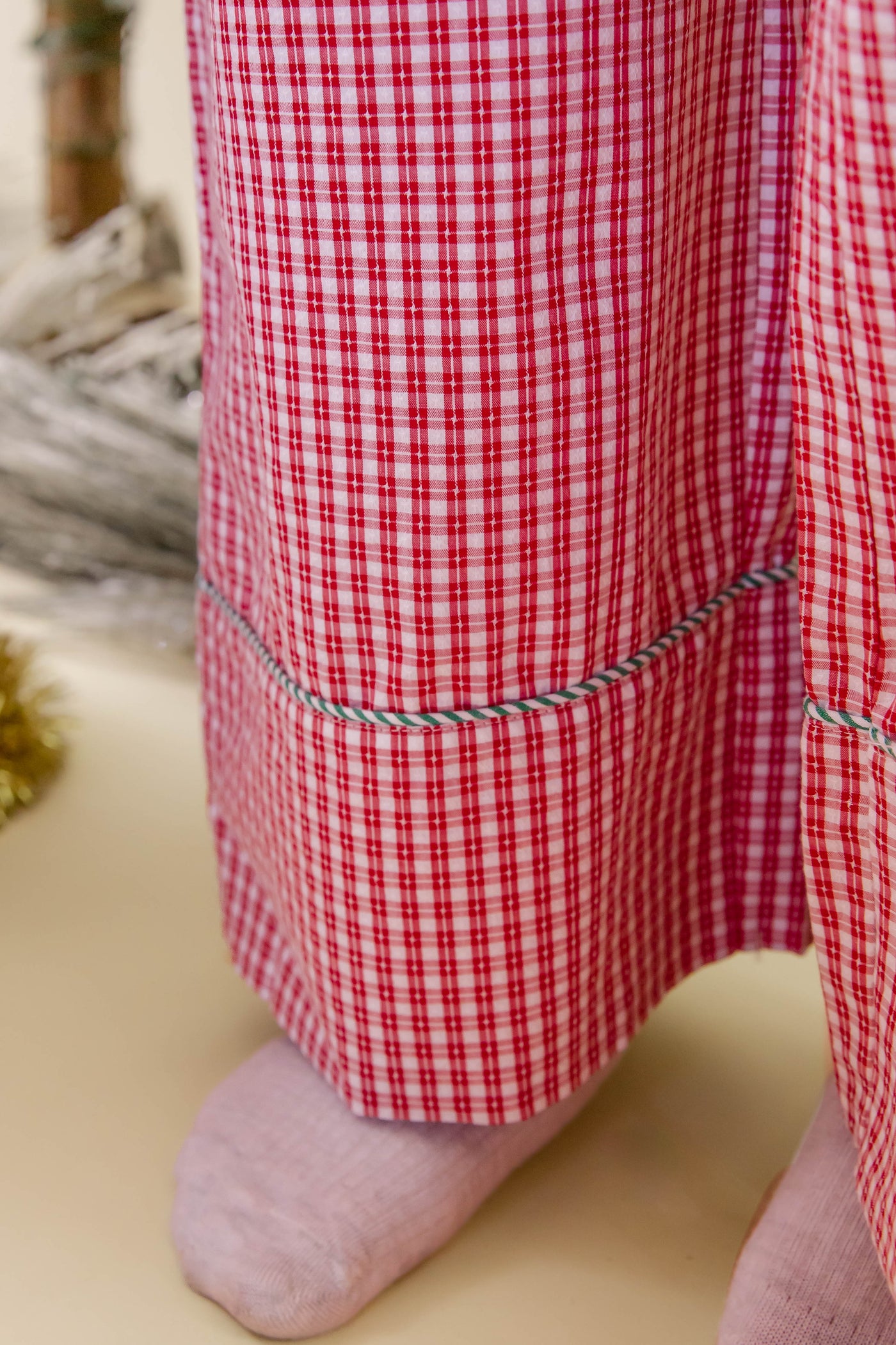 Red Gingham Pajama Pants- Women's Preppy Pajama Pants- Peach Love Cream Pajama Set
