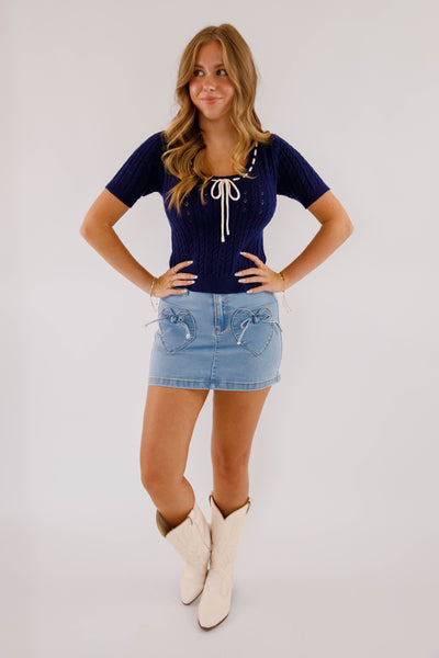 Meet Me Again Denim Mini Skirt
