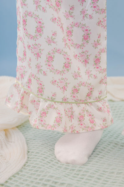 Women's Bow Pajama Pants- Floral Print Pajama Bottoms- Women's Stain PJ Set