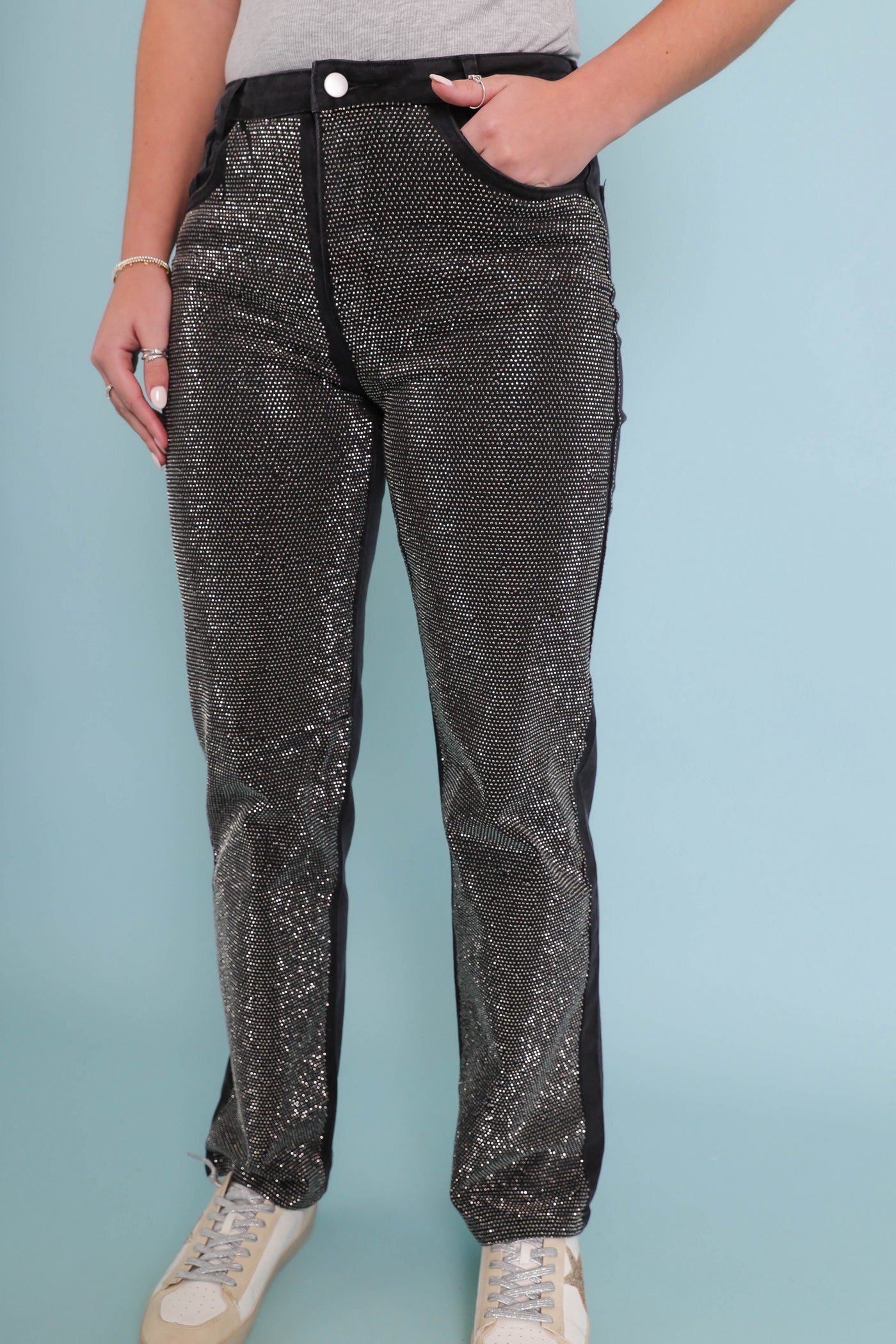 Black Rhinestone Jeans- Women's Sequin Jeans- BlueB Jeans