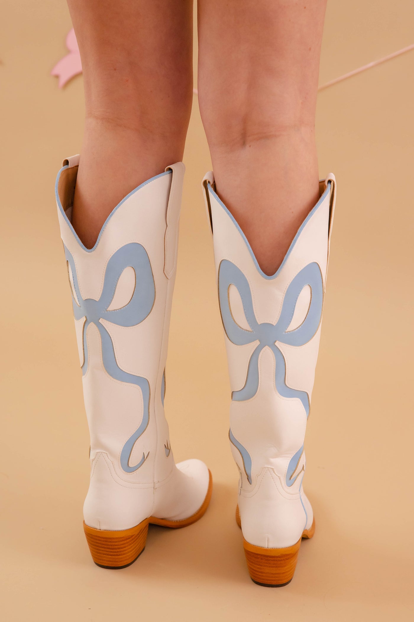 Western Style Bow Boots- Women's Blue Bow Tall Boots- Mi.iM Bow Boots