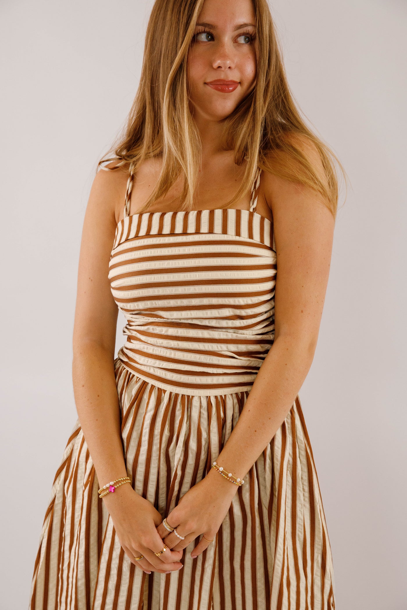 Striped Cotton-Blend Midi Dress with Pockets- Taylor Swift Engagement Dress