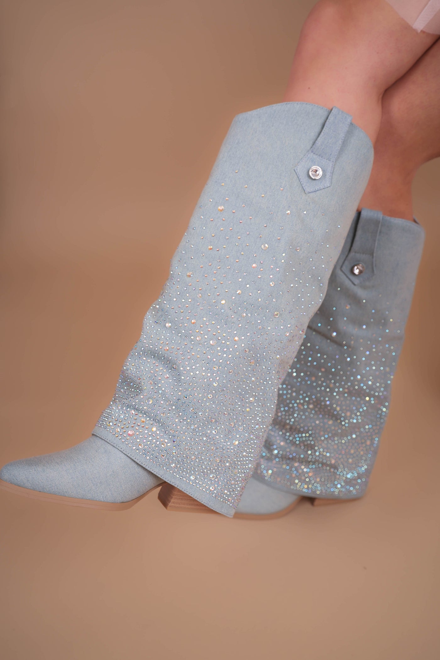 Margot Rhinestone Denim Boots