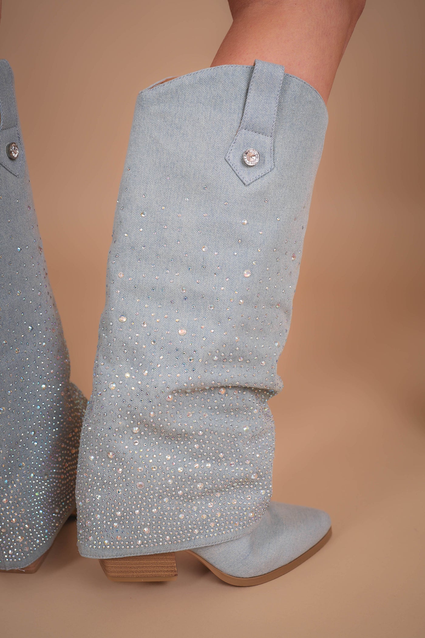 Margot Rhinestone Denim Boots