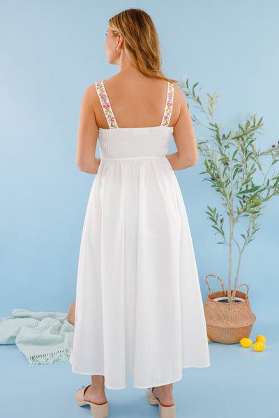 Floral Embroidered Maxi Dress- Women's White Floral Dress- Summer Dresses for Women