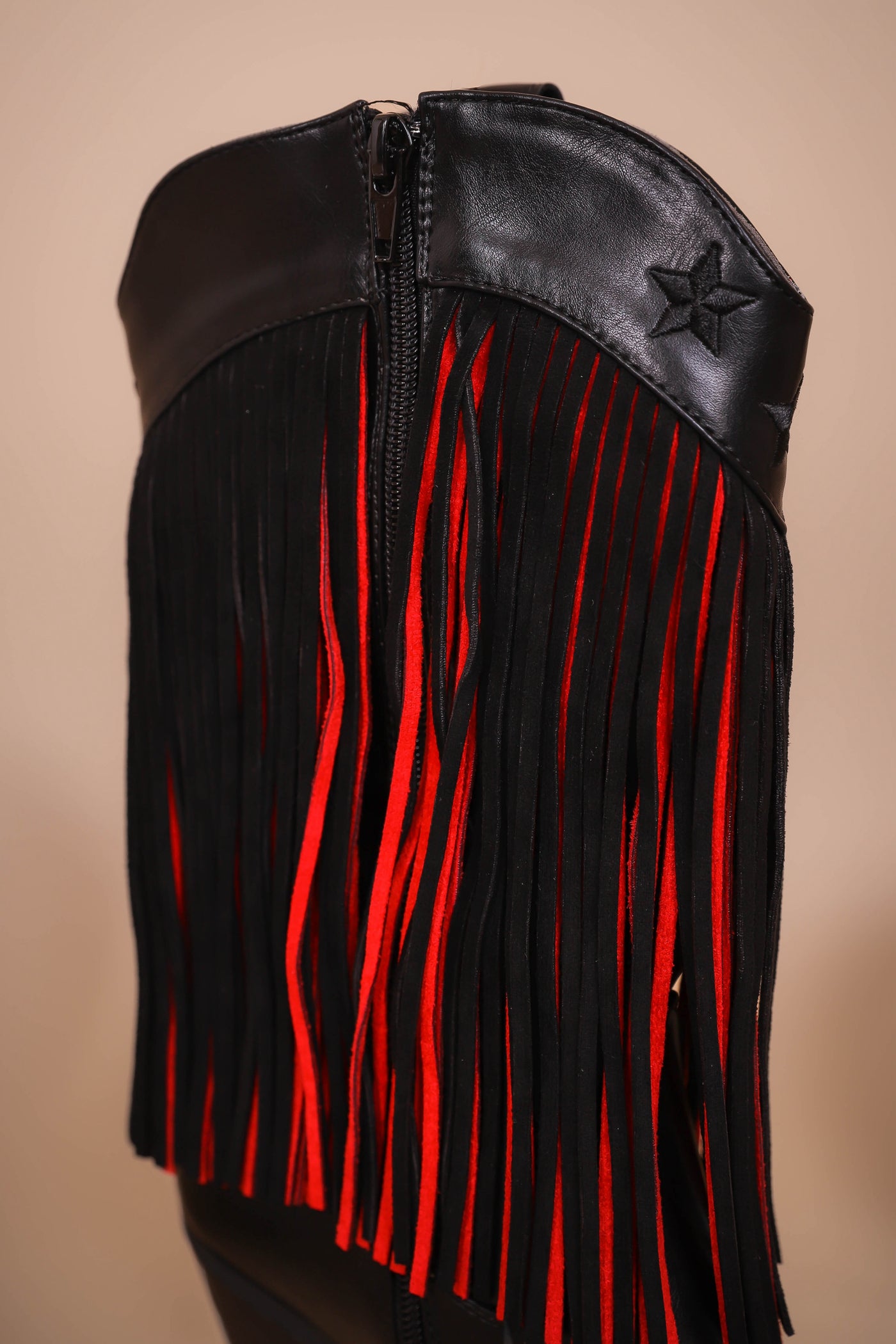 Women's Fringe Western Boots- Women's Black And Red Cowboy Boots- OLEM DUSTY-3 Boots