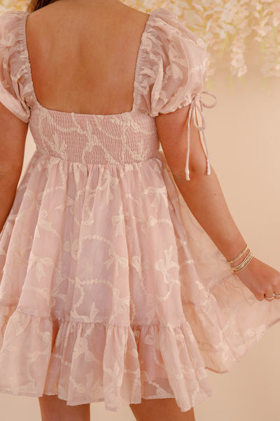 Cute Blush Pink Bow Dress- Women's Ruffle Bow Dress- Pink Mable Dress