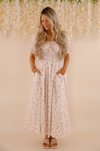 Floral Print Cotton Dress- Women's Spring Summer Dresses- Cotton Maxi Dress