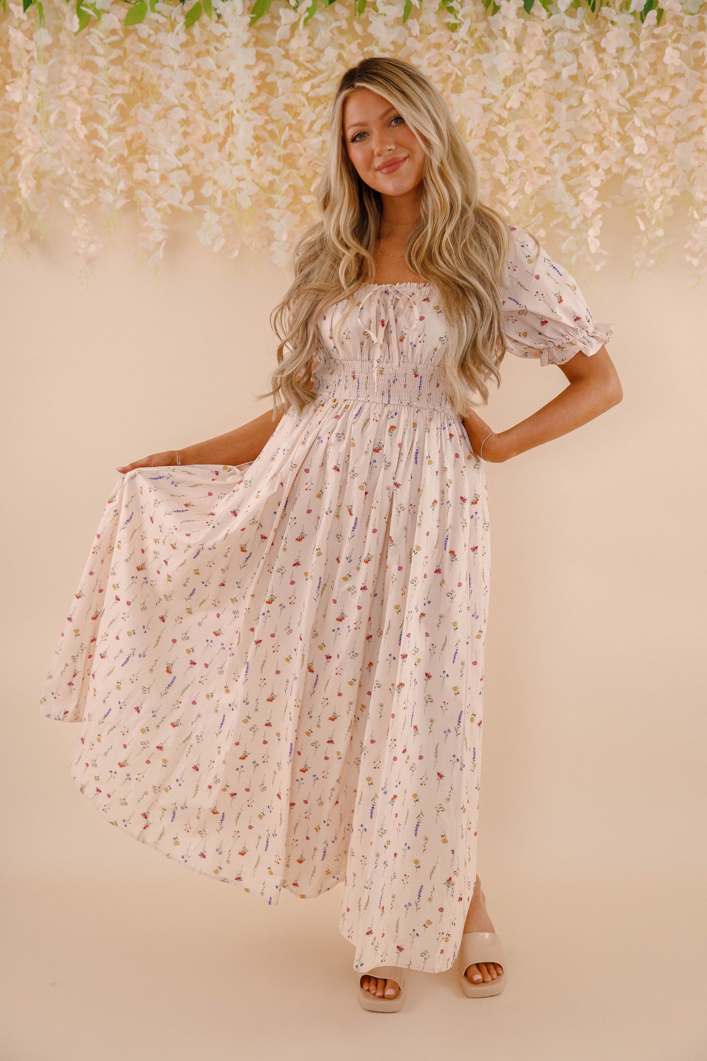 Floral Print Cotton Dress- Women's Spring Summer Dresses- Cotton Maxi Dress