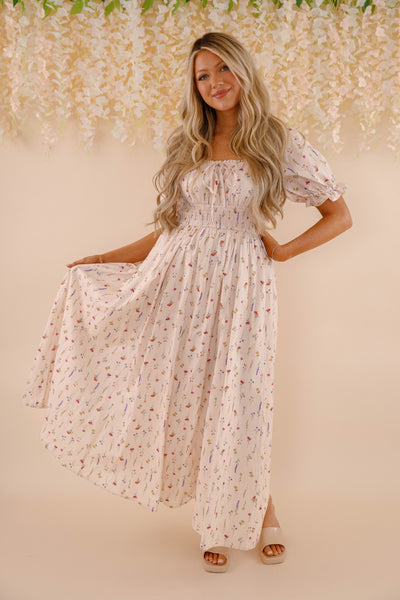 Floral Print Cotton Dress- Women's Spring Summer Dresses- Cotton Maxi Dress