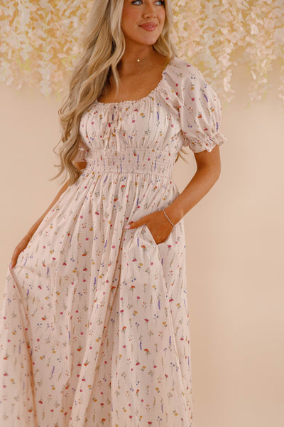 Floral Print Cotton Dress- Women's Spring Summer Dresses- Cotton Maxi Dress