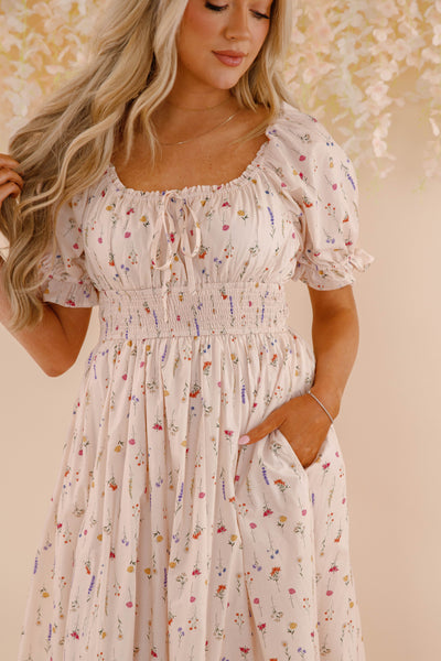Floral Print Cotton Dress- Women's Spring Summer Dresses- Cotton Maxi Dress