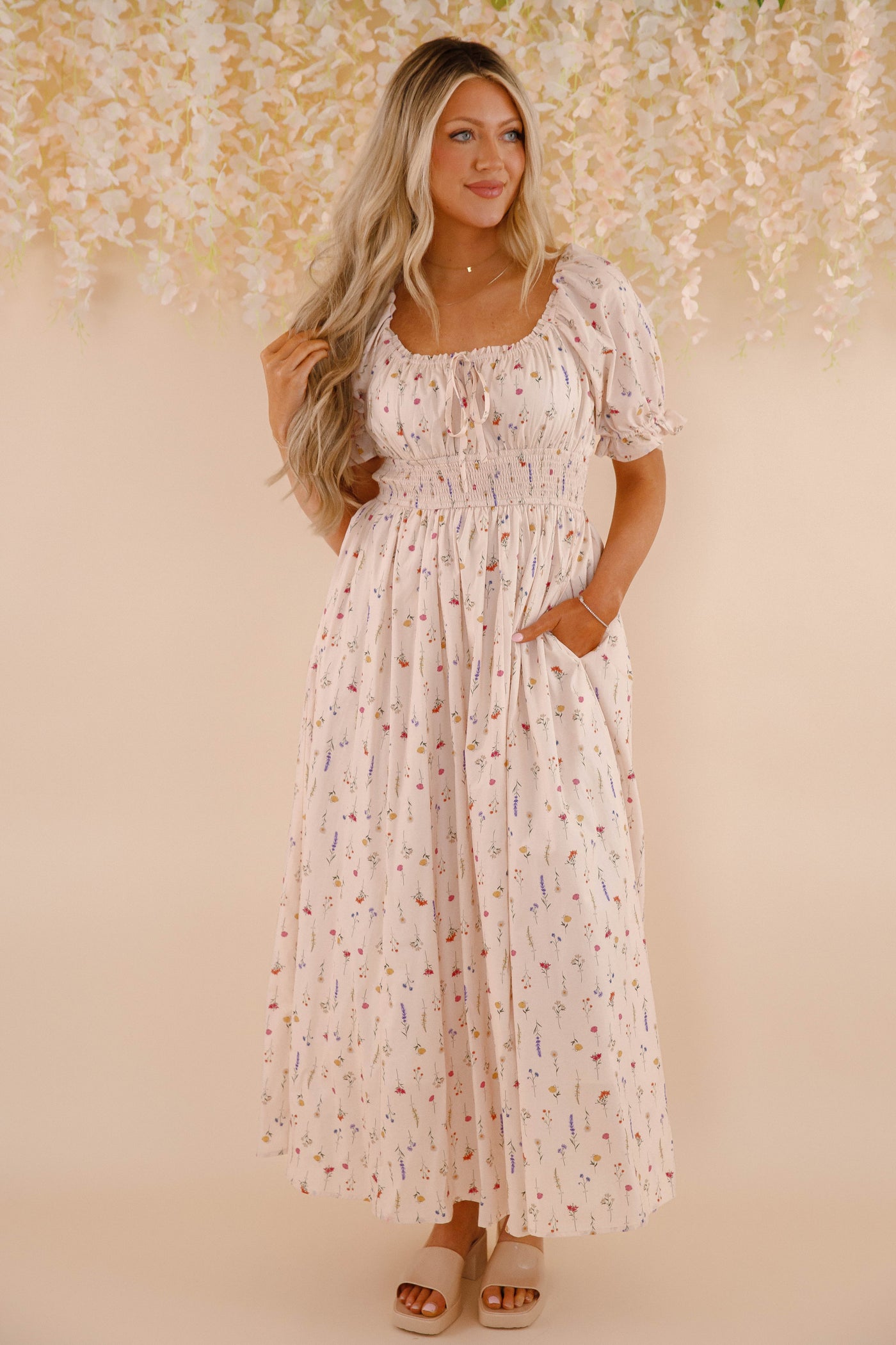 Floral Print Cotton Dress- Women's Spring Summer Dresses- Cotton Maxi Dress