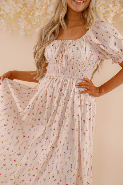 Floral Print Cotton Dress- Women's Spring Summer Dresses- Cotton Maxi Dress