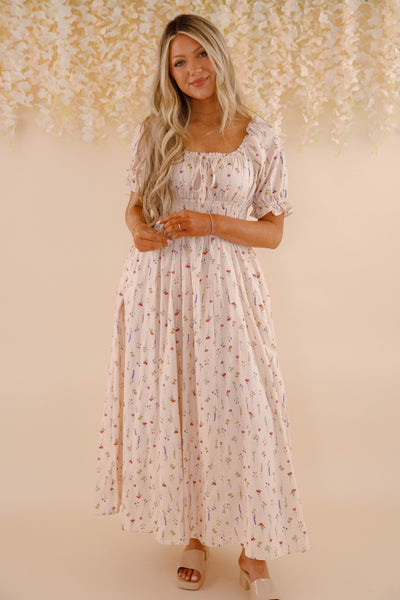 Floral Print Cotton Dress- Women's Spring Summer Dresses- Cotton Maxi Dress