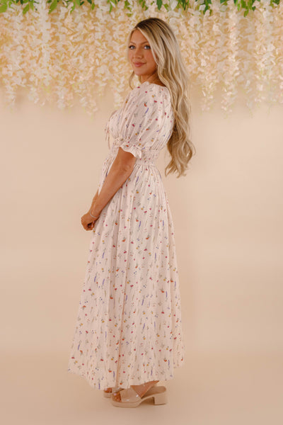 Floral Print Cotton Dress- Women's Spring Summer Dresses- Cotton Maxi Dress