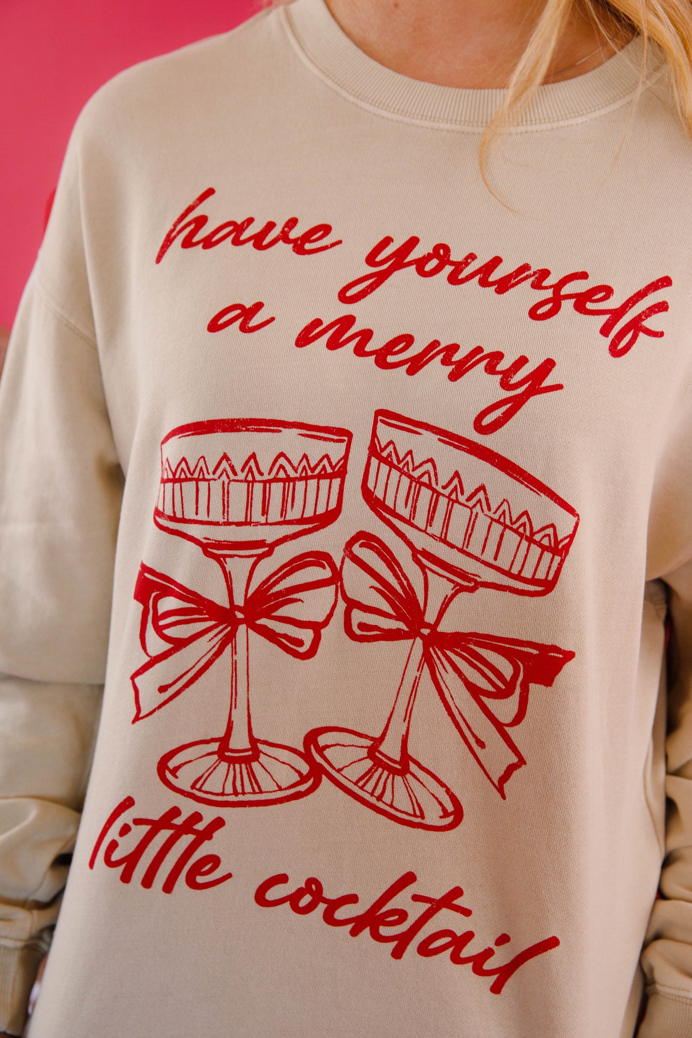 Have Yourself A Merry Little Cocktail Sweatshirt- Holiday Graphic Pullover- Tres Bien Cocktail Sweatshirt