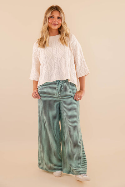Light Weight Striped Pants- Comfortable Travel Pants- Work Appropriate Pants- Promesa Striped Pants