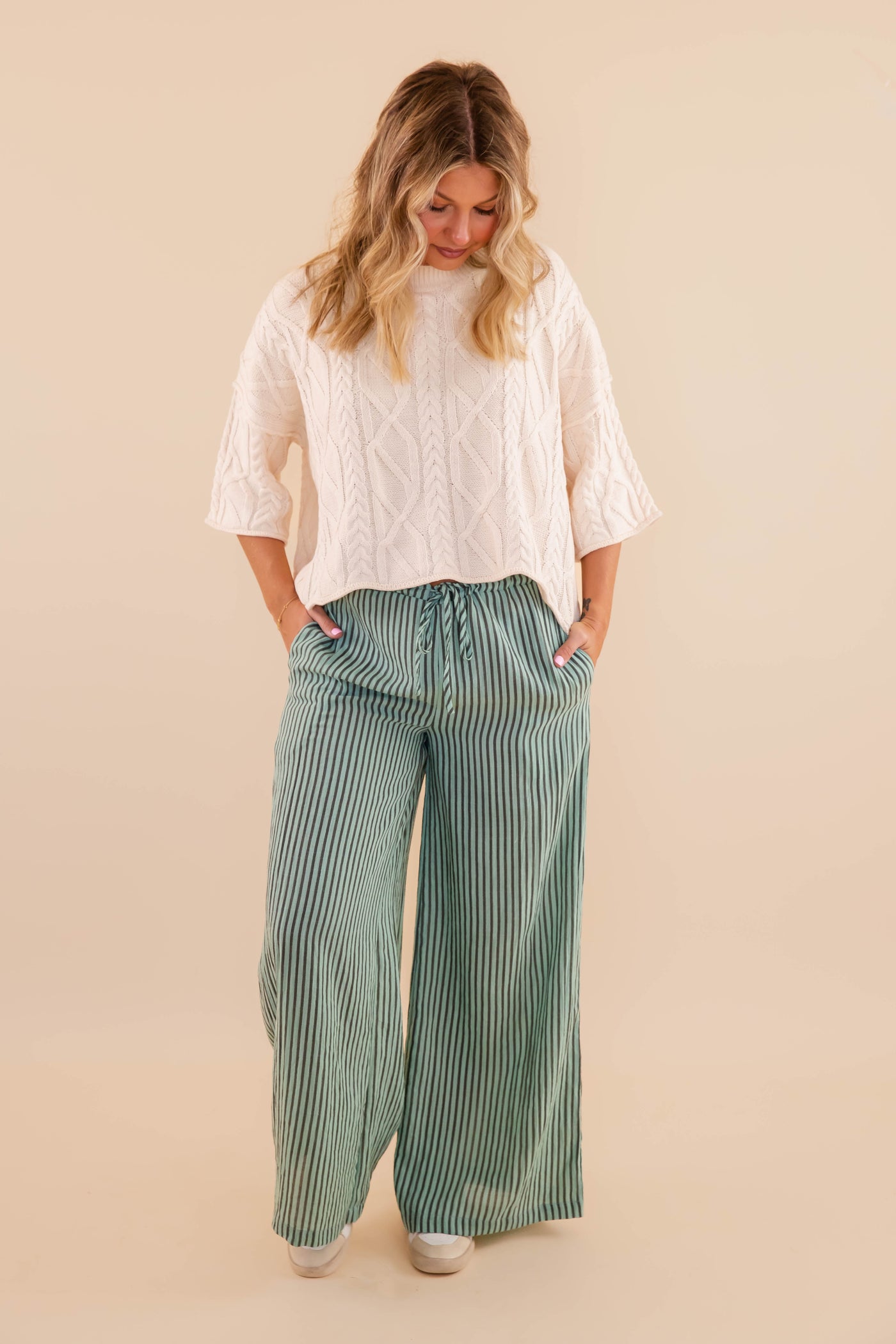 Light Weight Striped Pants- Comfortable Travel Pants- Work Appropriate Pants- Promesa Striped Pants