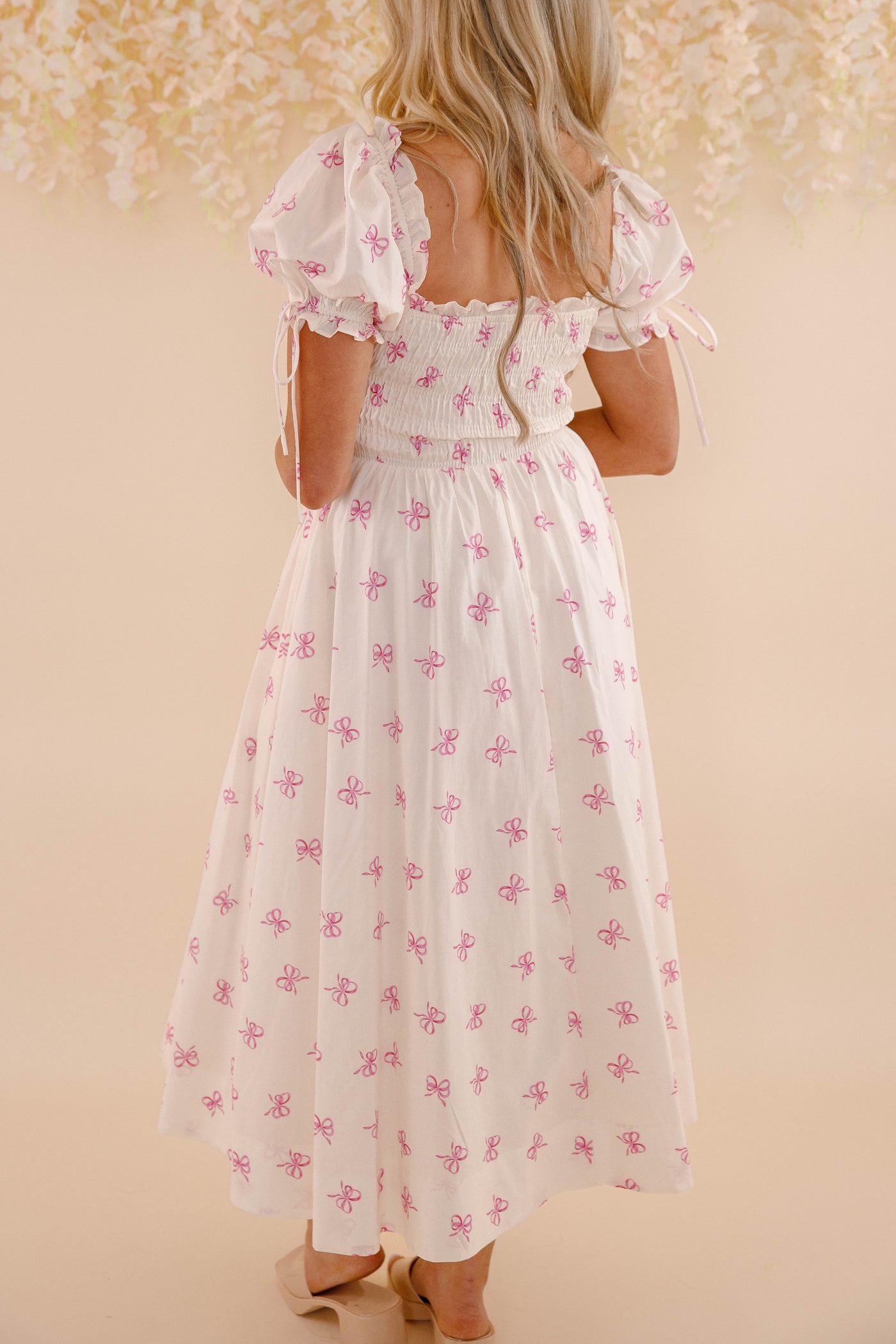 Pink Bow Midi Dress- Women's Coquette Dresses- Sofie The Label Bow Dress