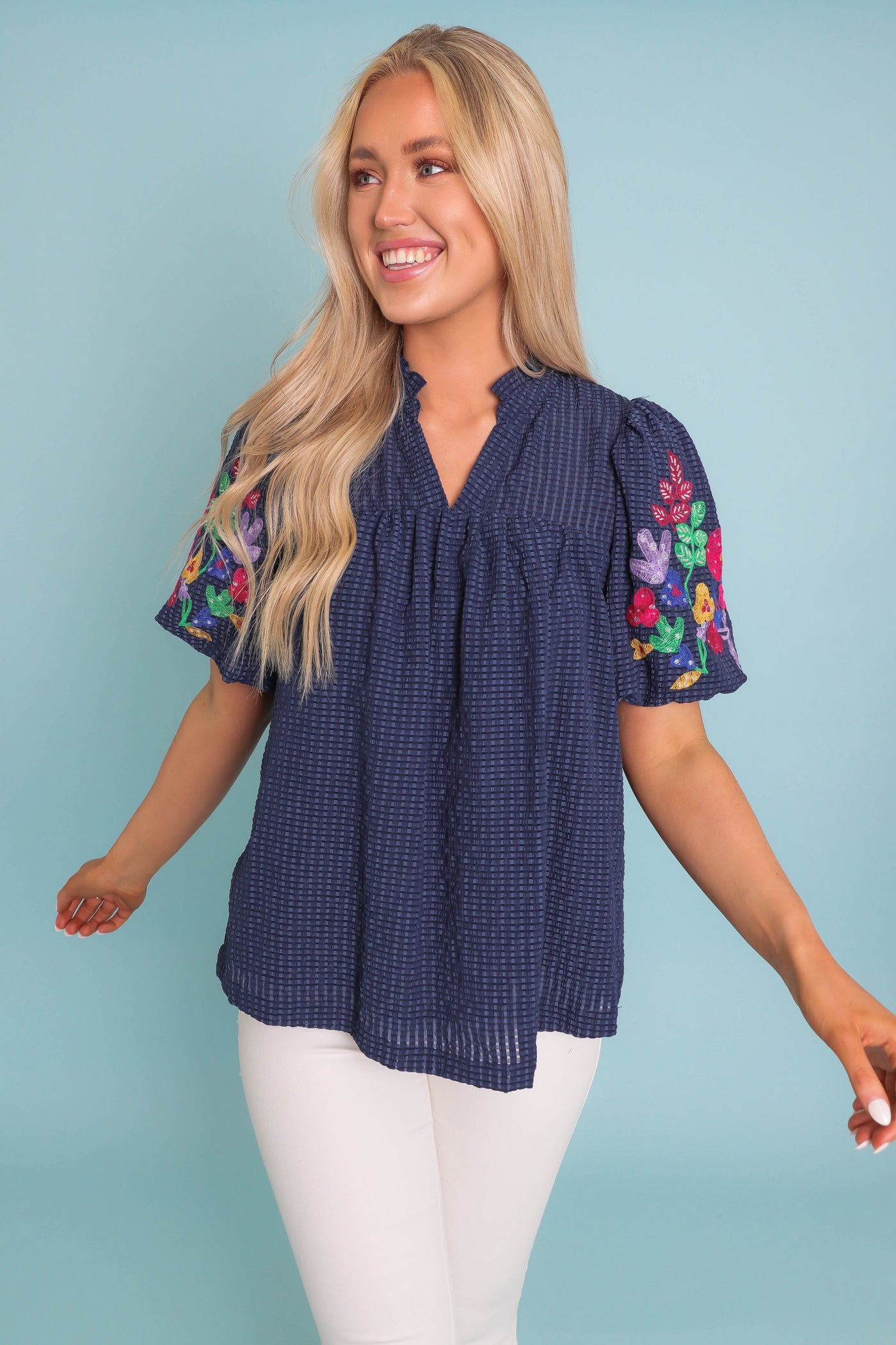 Women's Spring Tops- Women's Preppy Tops- Umgee Embroidered Top