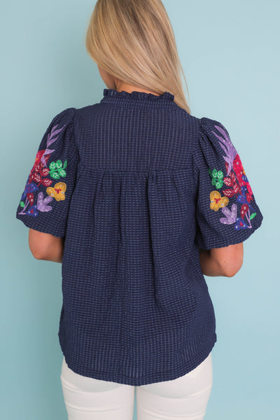 Women's Spring Tops- Women's Preppy Tops- Umgee Embroidered Top