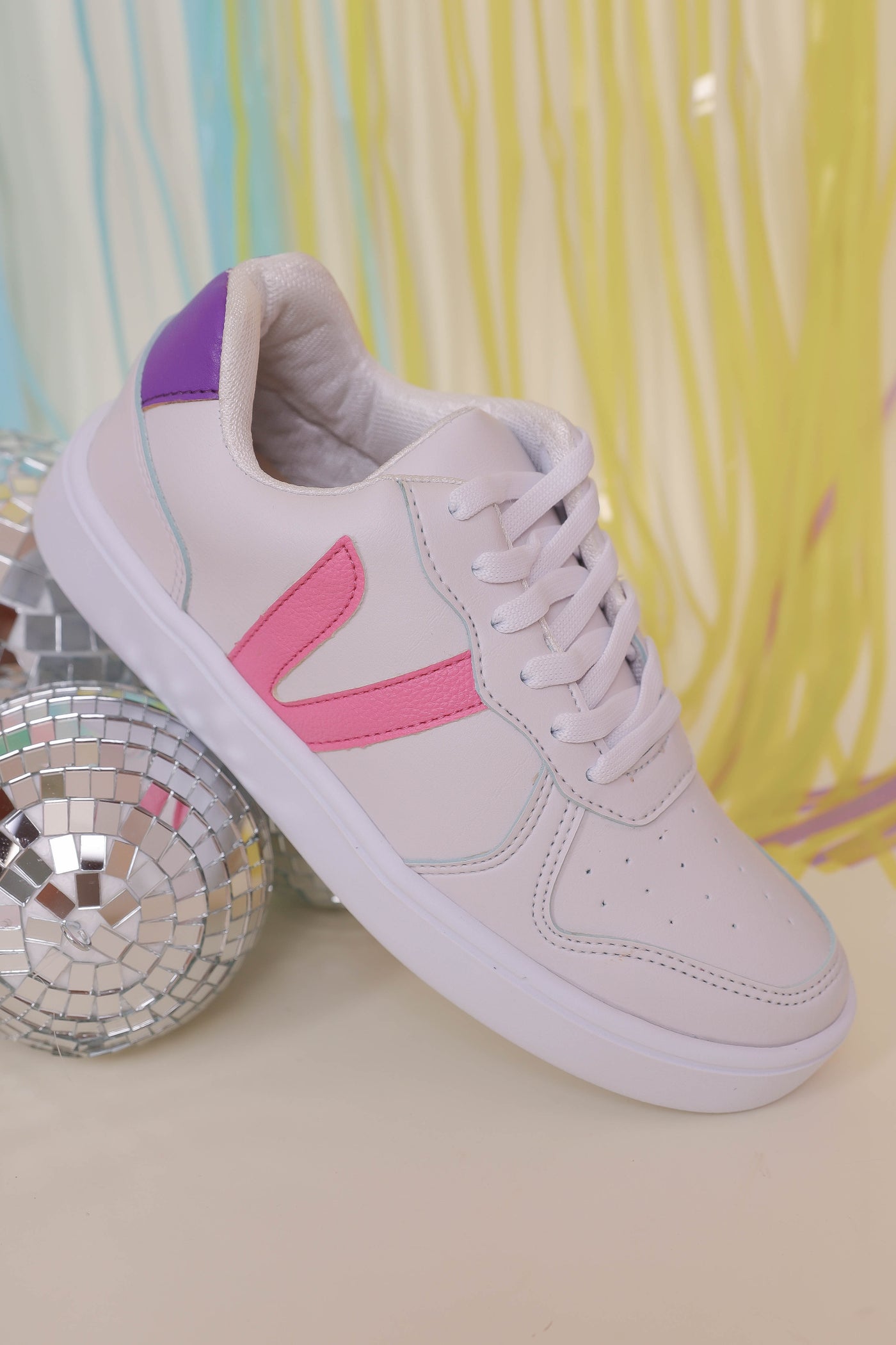 Women's Trendy White Sneakers- V Sneakers- Designer Inspired Sneakers
