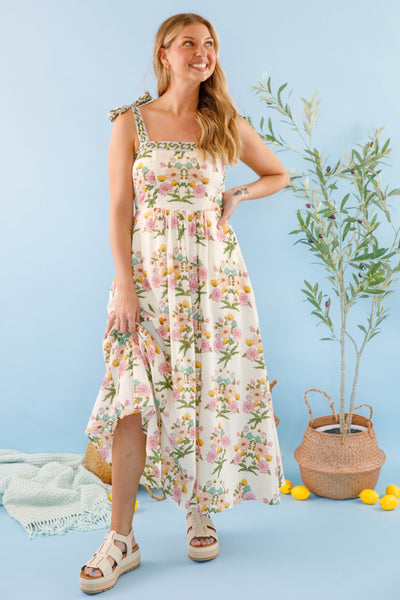 Bila77 Maxi Dress- Women's Floral Print Dress- Cotton Dresses for Women