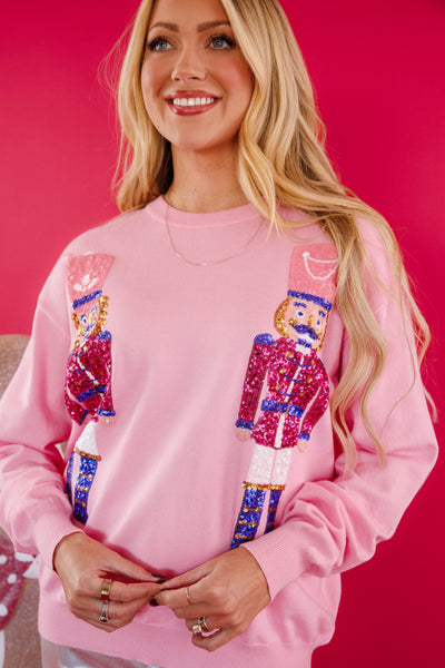 Sequin Nutcracker Sweater- Women's Sequin Christmas Sweater- PeachLove Christmas Tops