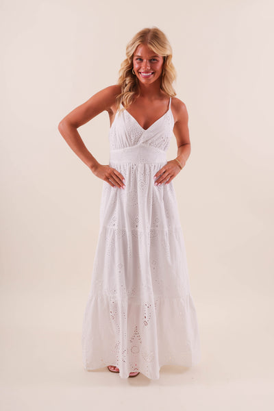 White Crotchet Maxi Dress- Women's White Summer Maxi- Iris Maxi Dress