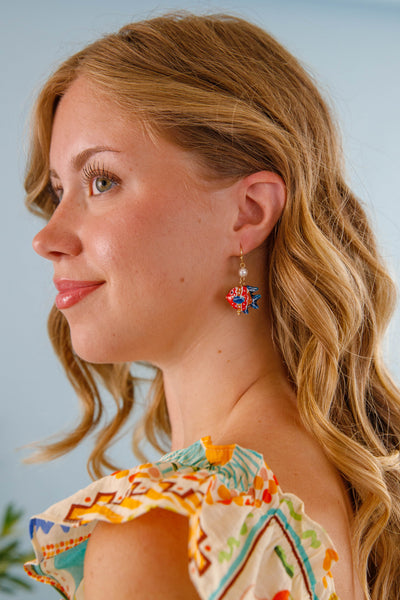 Fish Shaped Earrings- Hand Painted Fish Earrings- Caribbean Inspired Earrings  
