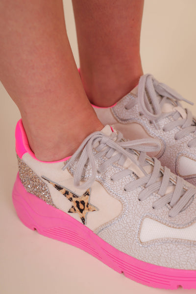Pink Athletic Sneaker- GG Dupe Sneaker- Hot Pink Cute Sneaker