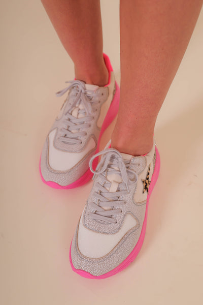 Pink Athletic Sneaker- GG Dupe Sneaker- Hot Pink Cute Sneaker