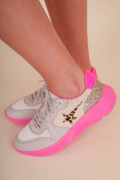 Pink Athletic Sneaker- GG Dupe Sneaker- Hot Pink Cute Sneaker