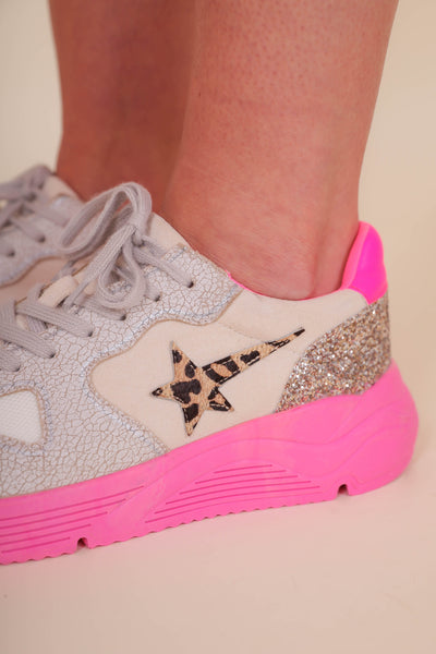 Pink Athletic Sneaker- GG Dupe Sneaker- Hot Pink Cute Sneaker