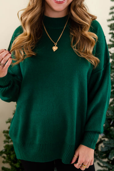 Women's Oversized Sweater- Hunter Green Sweater- Sweater For Leggings- Free People Sweater Dupe
