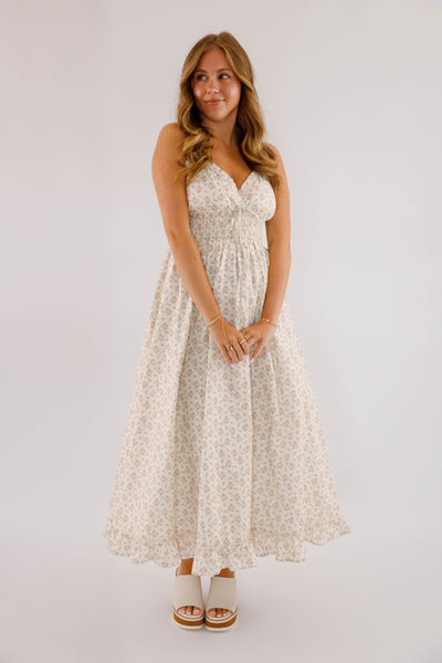 Dainty Floral Print Maxi Dress- Women's Cottagecore Dresses- Mable Maxi Dress