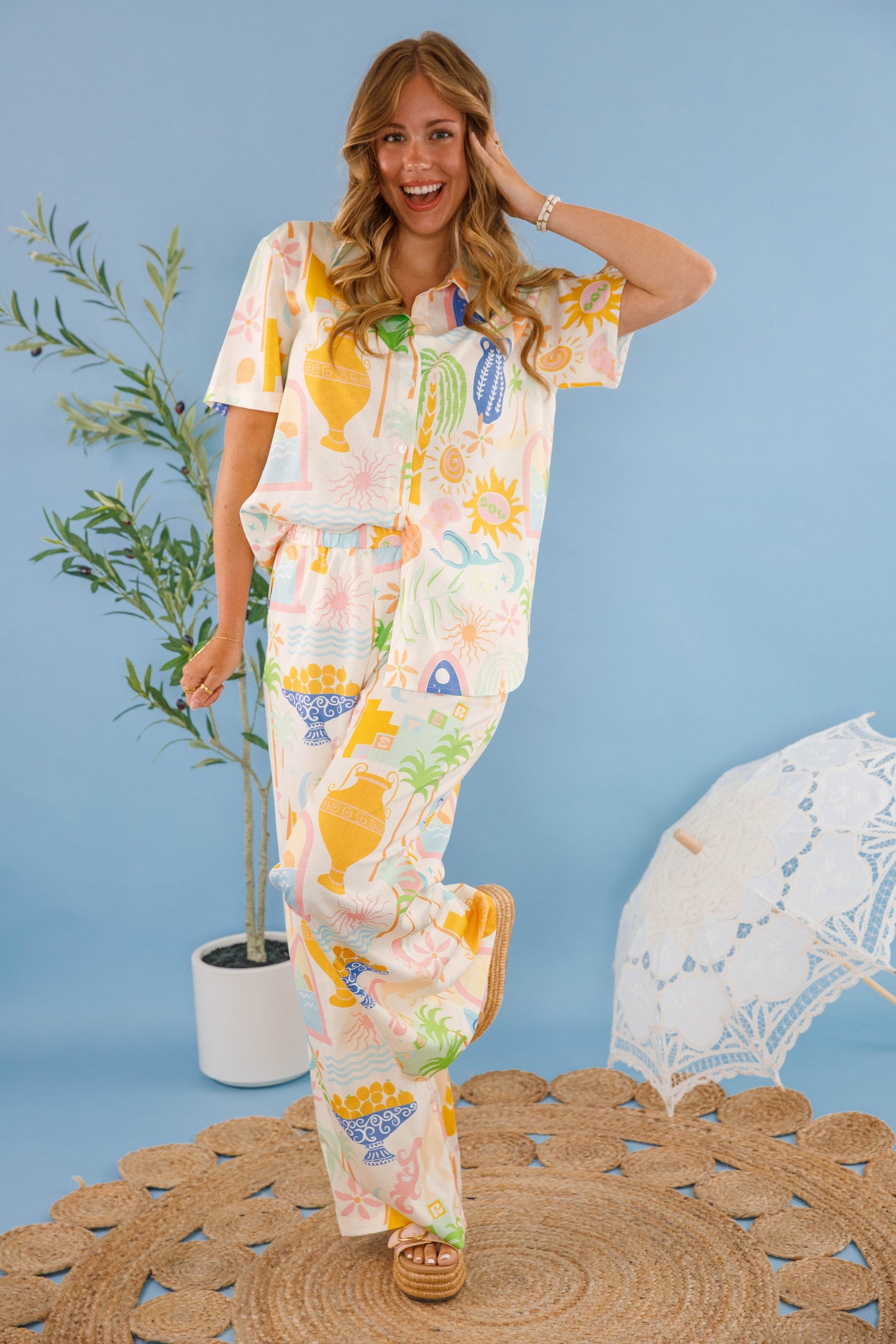 Women's Printed Matching Set- Women's Vacation Two Piece Set- Women's European Summer Outfits