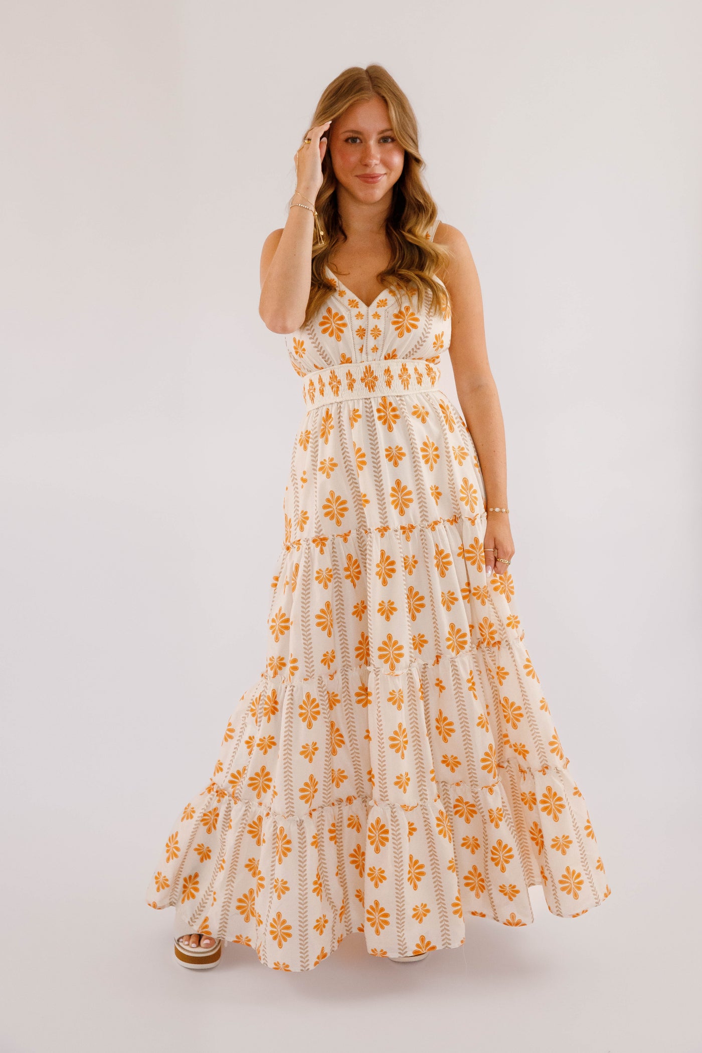 Orange Printed Maxi Dress- Women's Resort Wear- Flying Tomato Maxi Dress