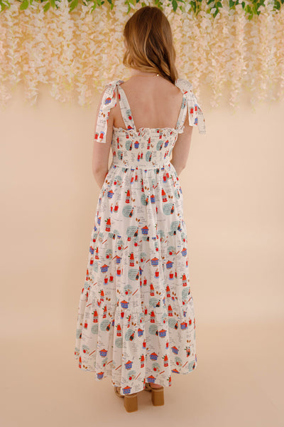 Women's Illustrated Print Maxi Dress- Fun Print Maxi Dress- In Loom Dresses