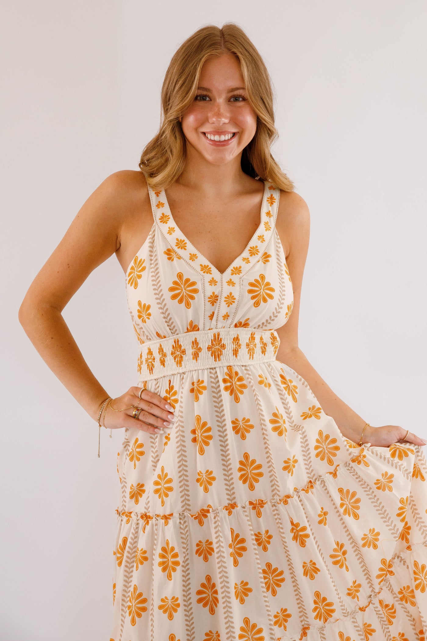 Orange Printed Maxi Dress- Women's Resort Wear- Flying Tomato Maxi Dress