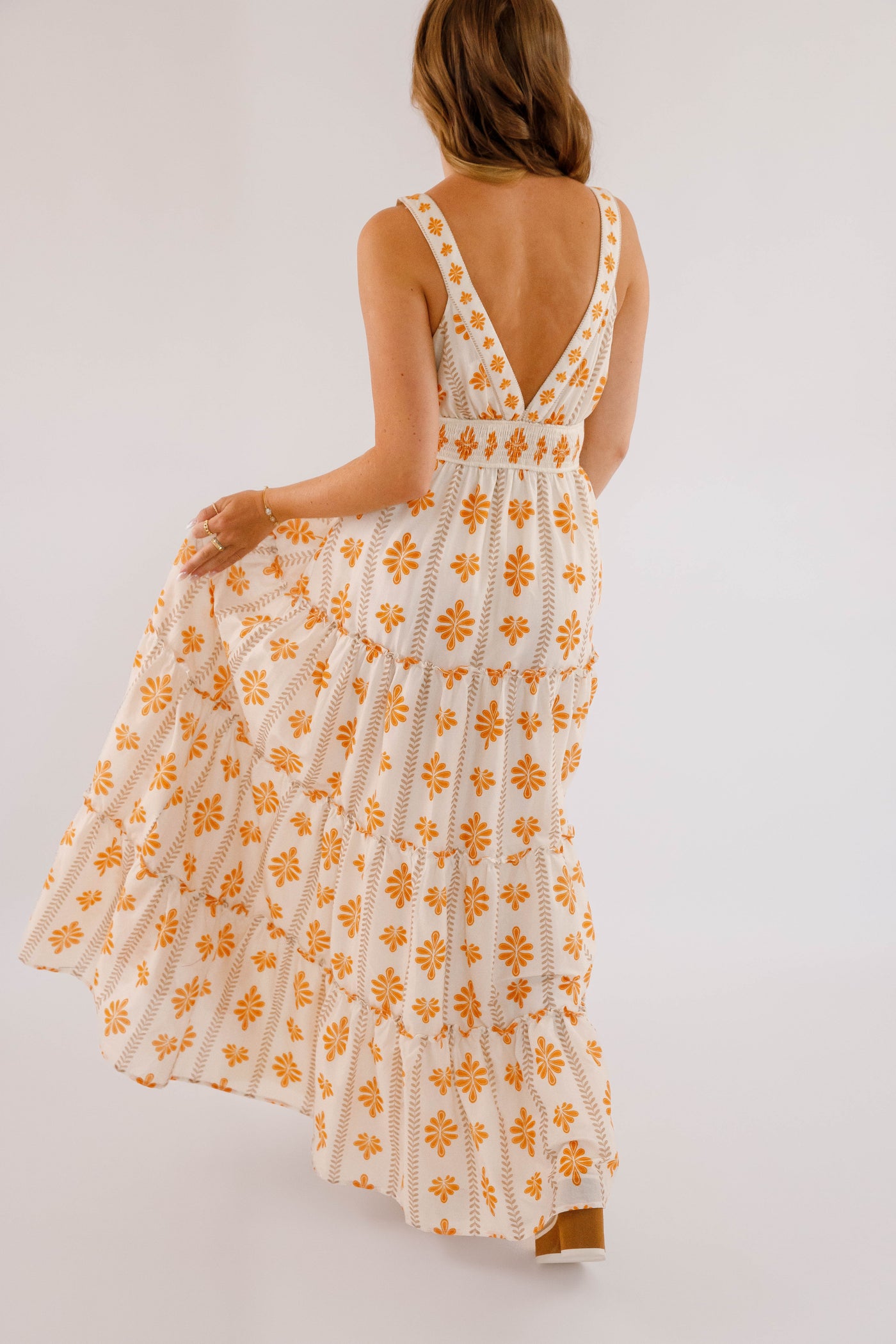 Orange Printed Maxi Dress- Women's Resort Wear- Flying Tomato Maxi Dress