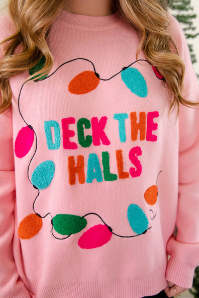 Deck The Halls Sweater- Colorful Christmas Lights Sweater- Main Strip Christmas Lights Sweater