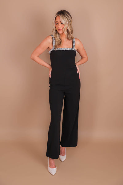 Women's Black Jumpsuit- Women's Rhinestone Black Jumpsuit- Fore Collection Jumpsuit