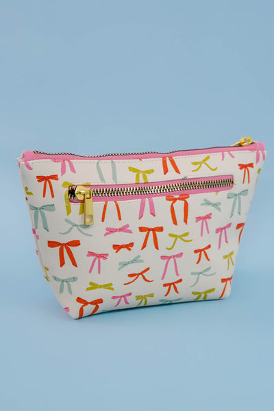 Multi Color Bow Print Cosmetic Bag- Studio Oh! Bow Pouch