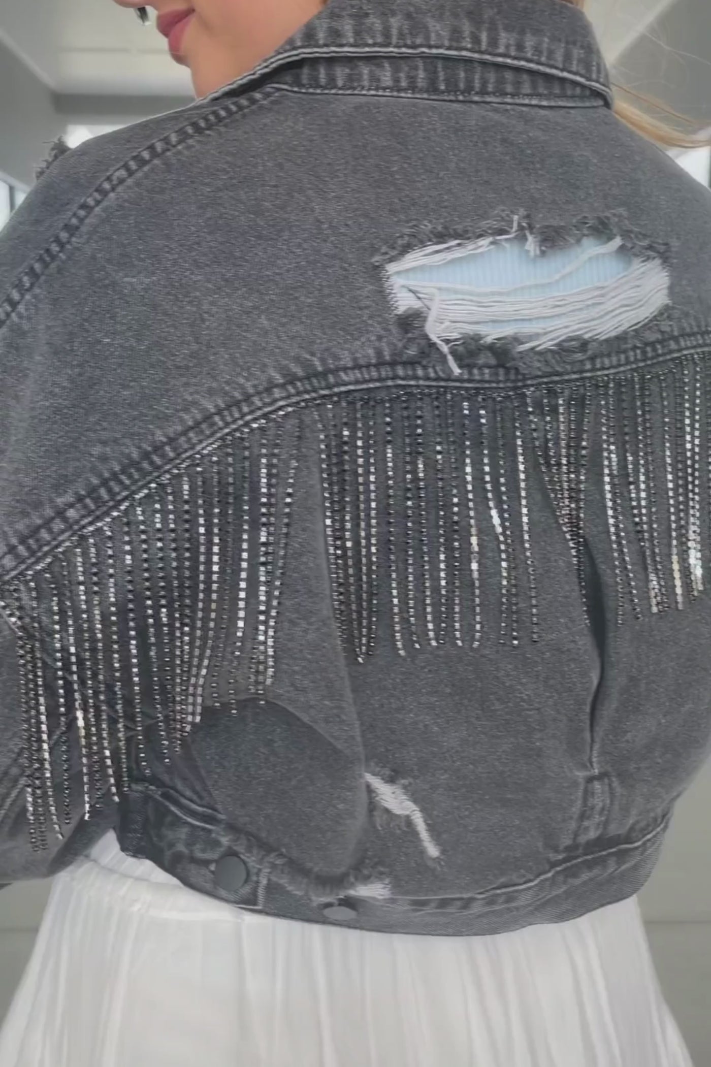 RESTOCK: Add A Little Sparkle Denim Jacket-Black