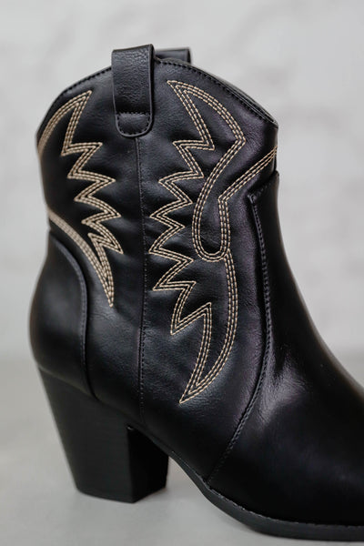 Black Western Booties- Women's Cowboy Booties-Affordable Women's Boots
